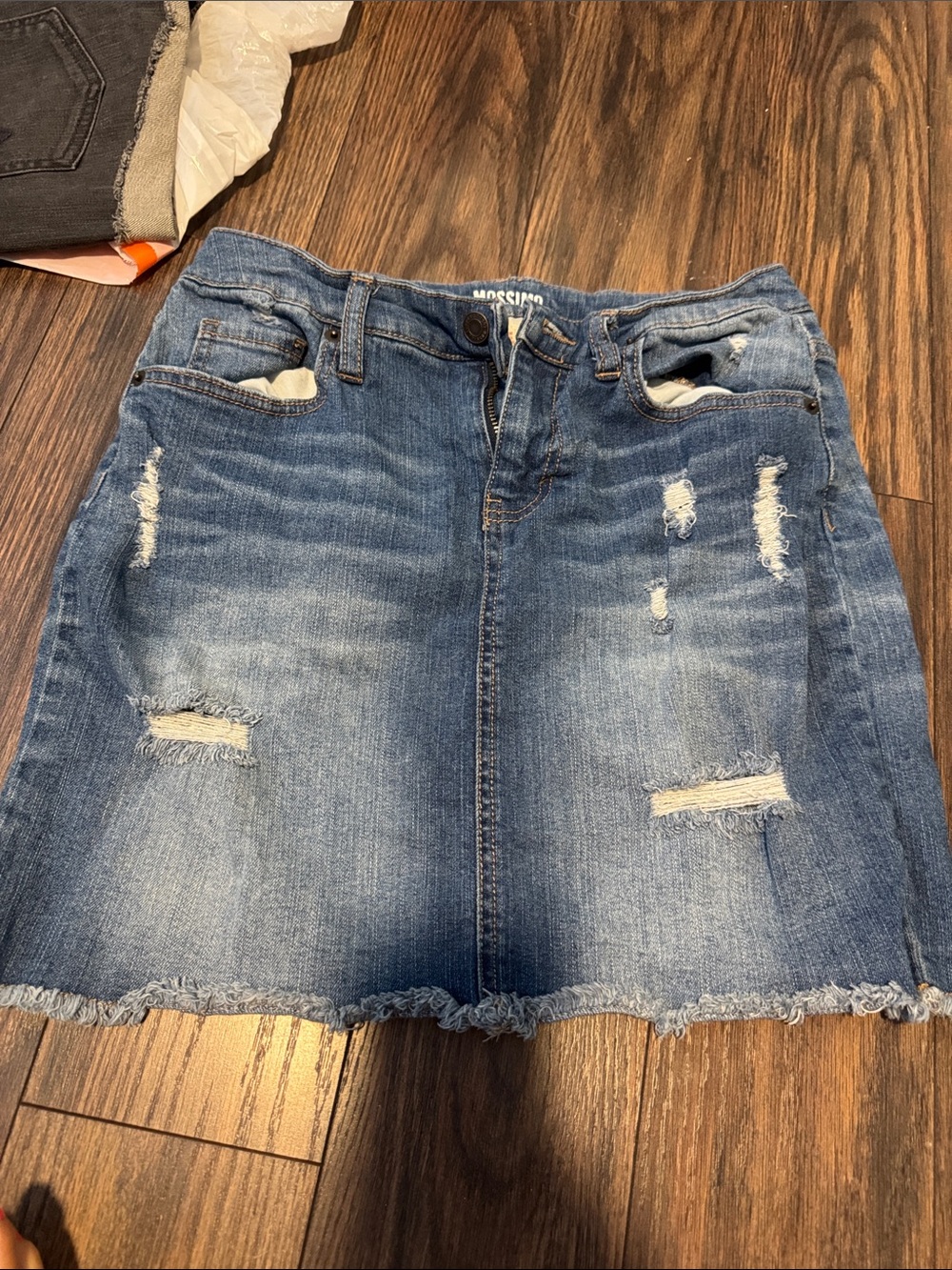 Mossimo Supply Co. Distressed Light Blue Denim Mini Skirt